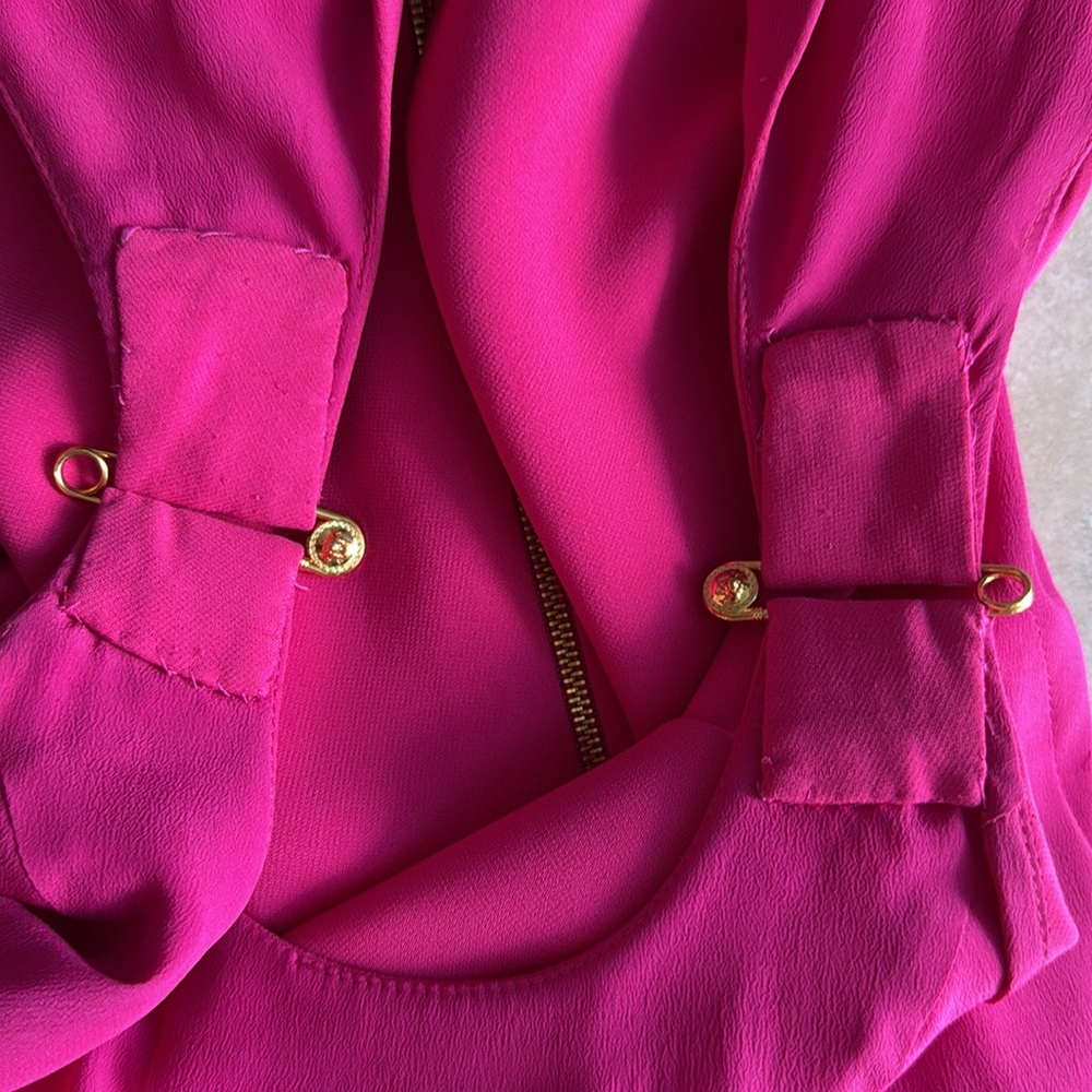 VERSACE Mini Fuchsia Pink Dress with Gold Hardware SIZE 38 - Picture 13 of 15